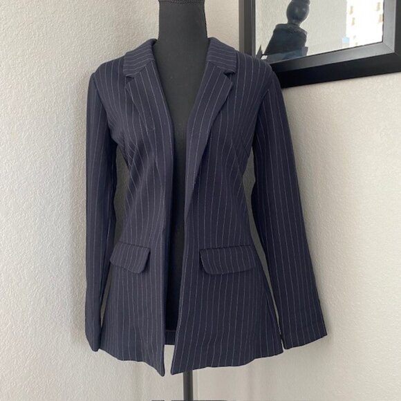 LIVERPOOL Navy Blue Pinstripe Blazer Suit Jacket XS - Picture 2 of 14